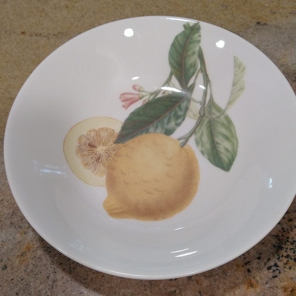 Lemon botanical dish Portugal 8" diameter soup salad dessert cottagecore